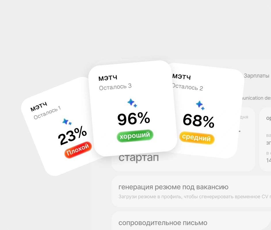 Карточка мэтча резюме и вакансии