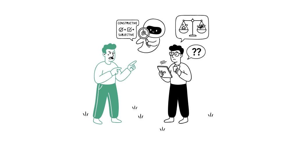 Иллюстрация к статье: Работа с фидбеком в дизайне: как отличить конструктивную критику от субъективного мнения заказчика